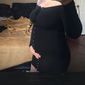 Off The Shoulder Lace Up Dress